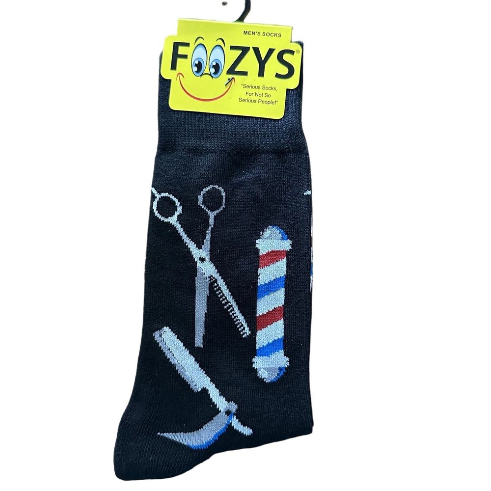NWT Foozys Barber Shop Crew Socks Casual Fits Men's Shoe Size 6-12